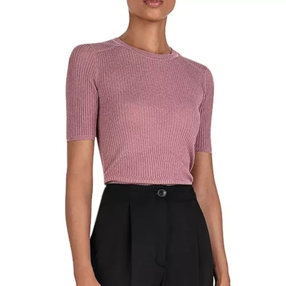 Ba&sh Zoe Metallic Rib-Knit Sweater Pink Size XS Women
